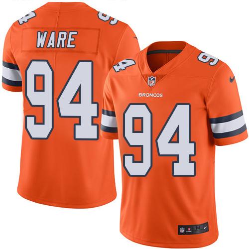 Nike Broncos #94 DeMarcus Ware Orange Men's Stitched NFL Limited Rush Jersey - Click Image to Close